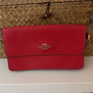 Coach Cherry Red Leather Clutch